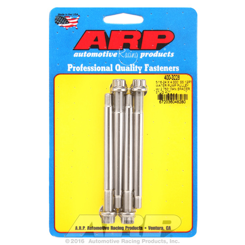 ARP FOR 5/16-24 X 4.000 SS 12pt water pump pulley w/ 2.750  fan spacer stud kit