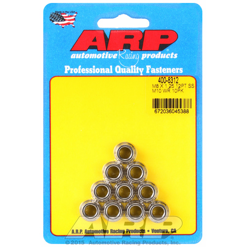 ARP FOR M8 X 1.25 (M10 wr) SS 12pt nut kit