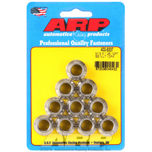 ARP FOR M12 X 1.25 (M14 wr) SS 12pt nut kit