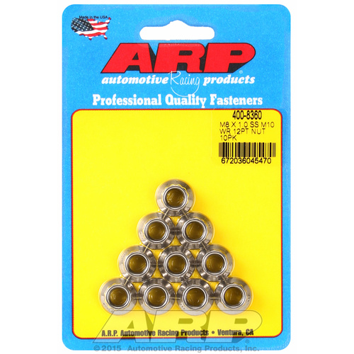 ARP FOR M8 X 1.00 (M10 wr) SS 12pt nut kit