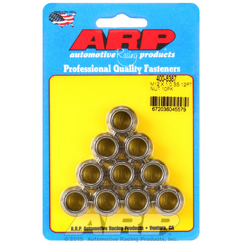 ARP FOR M12 X 1.00 (M14 wr) SS 12pt nut kit