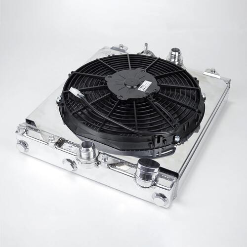 CSF Racing 2-Row 42mm Race Spec Aluminium Half Radiator w/Fan Shroud for Honda Civic EG EK 91-00/Mitsubishi Evo 7-9