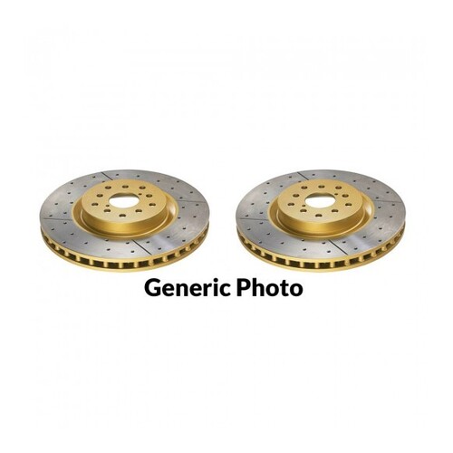 DBA DBA2650X-10 Street Series 2x Gold Cross-Drilled Front Rotors FOR WRX 15+/Liberty 03-14/Forester 14-