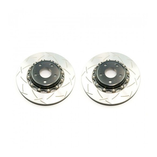 Clubspec 5000 1x Fully Assembled 2-Piece T3 Slotted Front Rotor w/Black Hat for EVO X