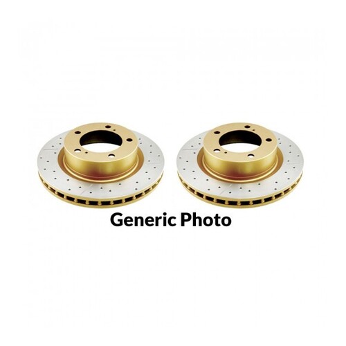 DBA DBA644X Street Series 2x Gold Cross-Drilled/Slotted Rear Rotors FOR WRX 08/FXT 97-08/Impreza 94-07