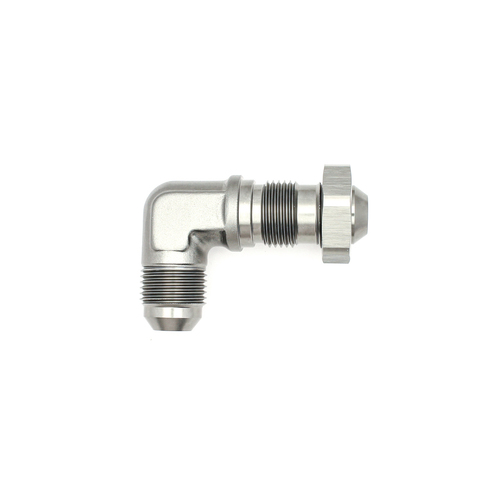 Deatschwerks 90 Deg 8AN to 8AN Male Flare Bulkhead Adapter w/Nut