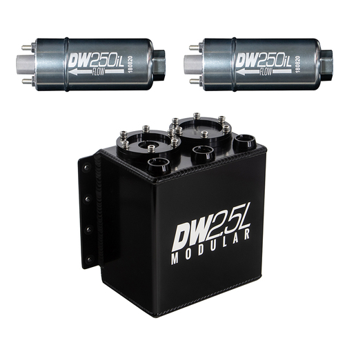Deatschwerks 2.5L Surge Tank w/ 2 x 250iL In-Line Fuel Pumps