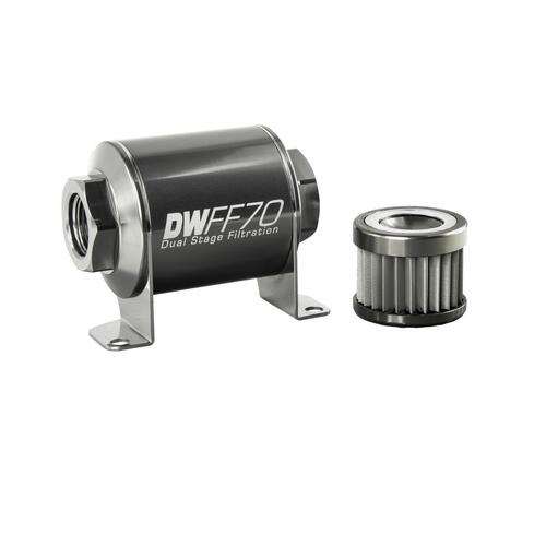 Deatschwerks Stainless Steel 10 Micron In-Line Fuel Filter Element w/70mm Housing kit (8AN)