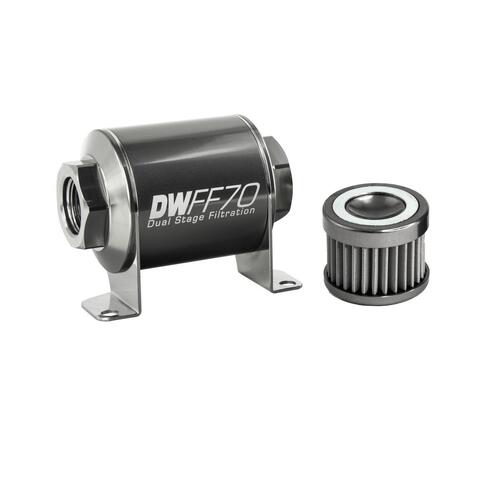 Deatschwerks Stainless Steel 40 Micron In-Line Fuel Filter Element w/70mm Housing kit (8AN)