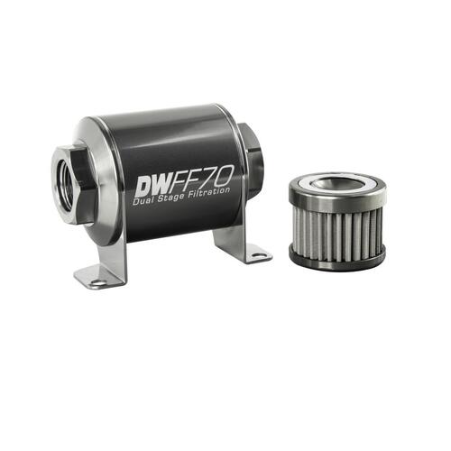 Deatschwerks Stainless Steel 100 Micron In-Line Fuel Filter Element w/70mm Housing kit (8AN)