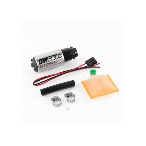 Deatschwerks DW300C 340lph Compact Fuel Pump w/Mounting Clips + Install Kit