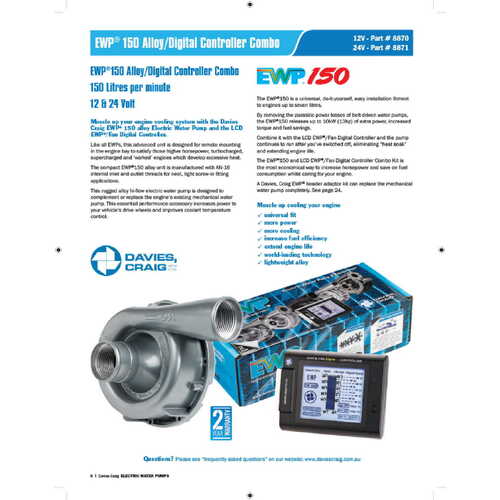 PWR Electric Water Pump 150L/Min (Aluminium Casing with LCD Controller)