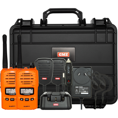 GME 5/1 Watt UHF CB Handheld Radio Twin Pack - Blaze Orange