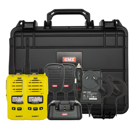 GME 5/1 Watt UHF CB Handheld Radio - Twin Pack - Yellow