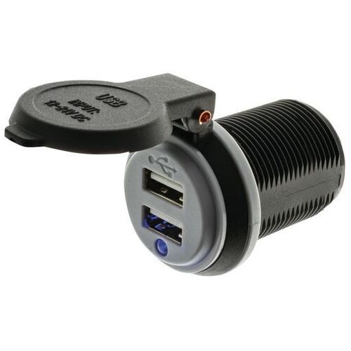 Hulk 4x4 Dual USB Socket - Straight Terminals