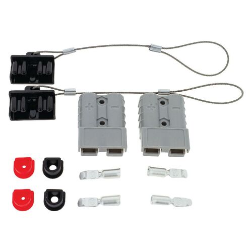 Hulk 4x4 Pkt 2 Grey 50Amp Connector Kit W/2X Plastic Covers 4X Cable