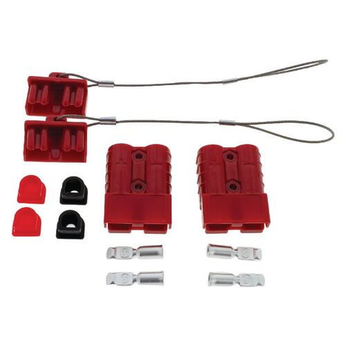 Hulk 4x4 Pkt 2 Red 50Amp Connector Kit W/2X Plastic Covers 4X Cable