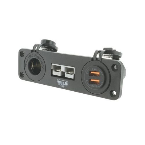 Hulk 4x4 Triple Flush Mount Housing w/50A Plug, Accessory Power Socket & Dual USB Ports