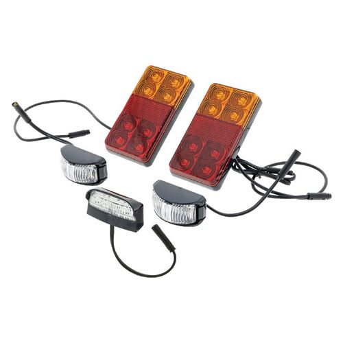 Hulk 4x4 Trailer Lamp Kit incl uding 8M Lead License Plate Lamp Marker Lamps 7 Pin Flat Plug
