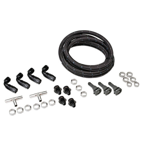 IAG Performance Braided Fuel Line + Fitting Kit - Top Feed Fuel Rails + OEM FPR for (WRX 01-14/STi 02-20