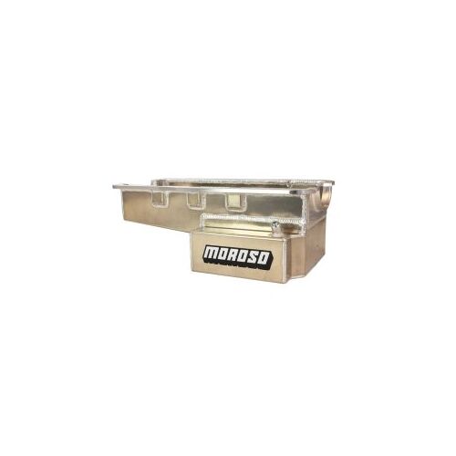 MOROSO OIL PAN, FORD 289-302, ROAD RACE BAFFLED, BILLET END SEALS, FRONT SUMP, ALUMINUM, 8 INCH DEEP
