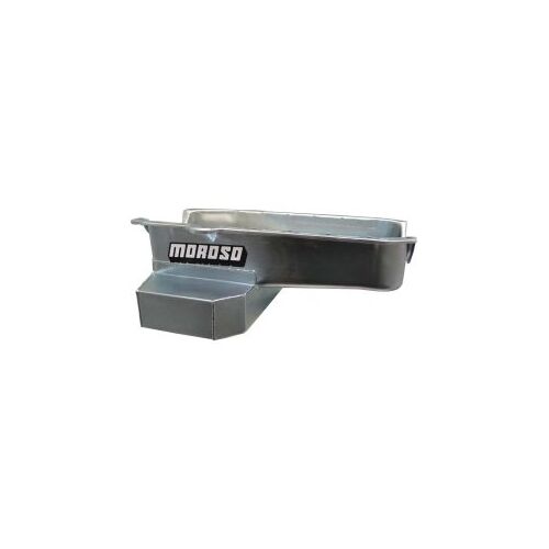 MOROSO OIL PAN, SBC 86-UP WITH 1 PIECE SEAL PASSENGER SIDE DIP STICK, CIRCLE TRACK, 7.5 IN. DEEP