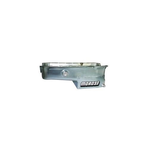 MOROSO OIL PAN, SBC 80-85 WITH PASSENGER'S SIDE DIPSTICK, DART SHP, CIRCLE TRACK, INSPECTION BUNG, 7.5 IN. DEEP