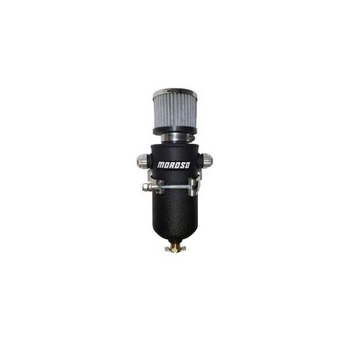 MOROSO TANK, BREATHER, CATCH CAN, TWO 12 AN MALE FITTINGS, BLACK POWDER COAT