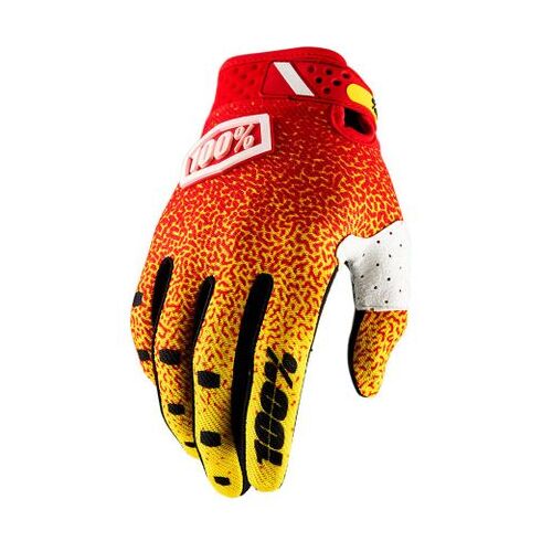 100% Ridefit Yellow/Red Gloves