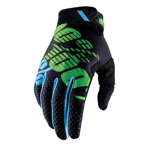 100% Ridefit Black/Lime Gloves