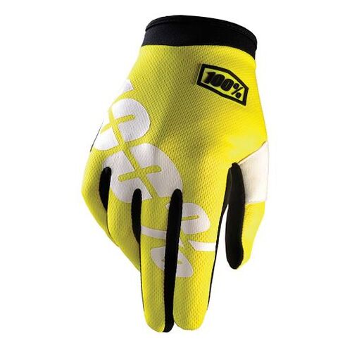 100% iTrack Neon Yellow Gloves