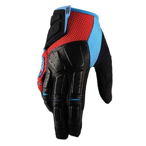 100% Simi MTB Red/Cyan Gloves