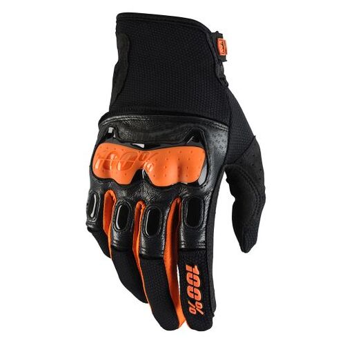 100% Derestricted Black/Orange Gloves