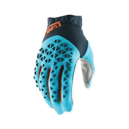 100% Airmatic Steel Grey/Blue Gloves