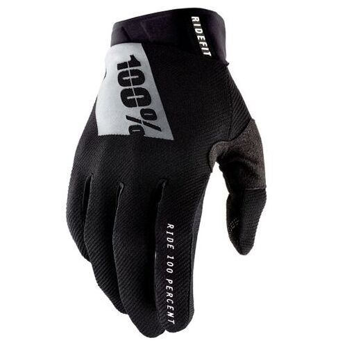 100% Ridefit Black Gloves
