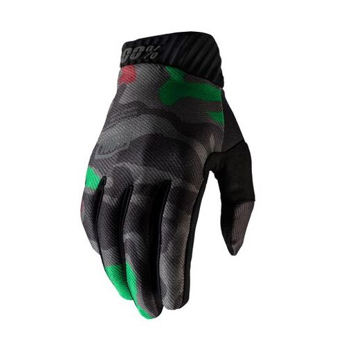 100% Ridefit Black Camo Gloves