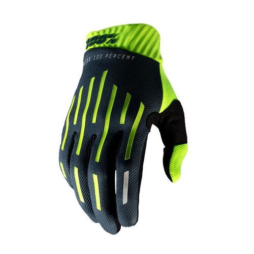 100% Ridefit Fluo Yellow/Charcoal Gloves