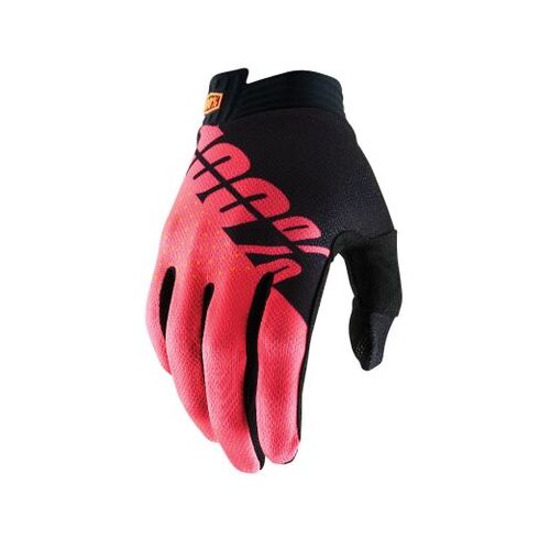 100% iTrack Black/Fluo Red Gloves