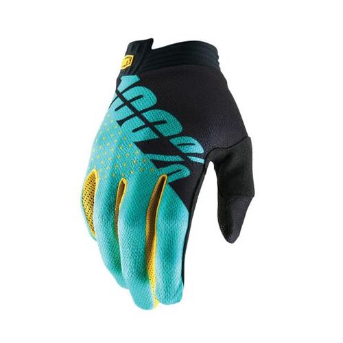 100% iTrack Black/Aqua Gloves