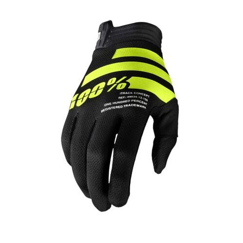 100% iTrack Fluo Yellow/Black Gloves