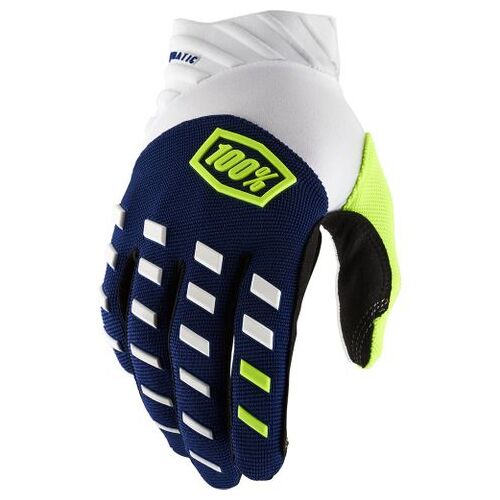 100% Airmatic Navy/White Gloves