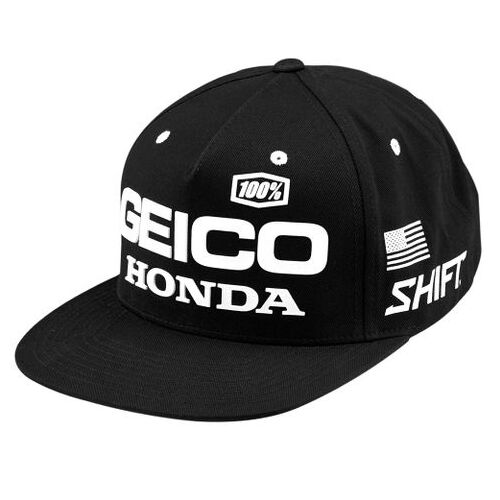 100% Geico Honda Podium Black Snapback Hat