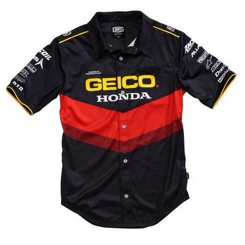 100% Geico Honda Black Pilot Pit Team Shirt
