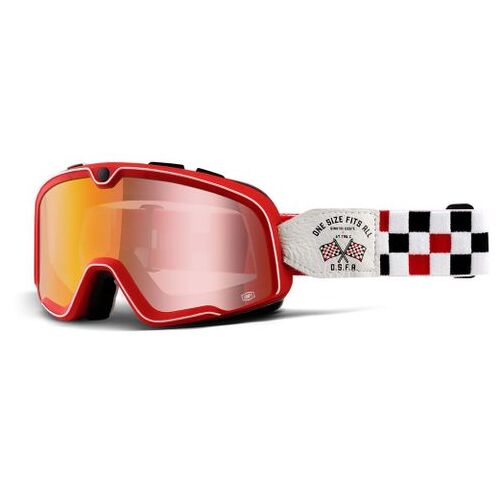 100% Barstow Classic OSFA-2 Spray Goggles Red Mirror Lens