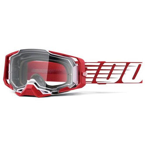 100% Armega Goggle Oversized Deep Red Clear Lens