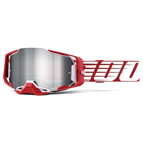 100% Armega Goggle Oversized Deep Red Flash Silver Lens