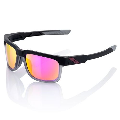 100% Type-S Sunglasses Soft Tact Graphite with Purple Multilayer Mirror Lens