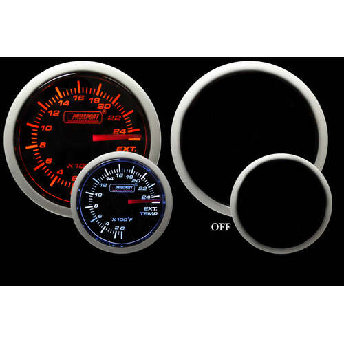 Prosport 52mm BF Series Exhaust Gas Temperature (EGT) Gauge - Amber/White