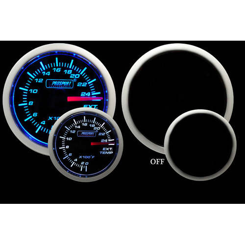 Prosport 52mm BF Series Exhaust Gas Temperature (EGT) Gauge - Blue/White