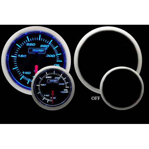 Prosport 52mm BF Series Oil Temperature Gauge - Blue/White